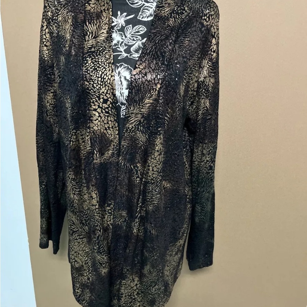 chicos size 3 sheer Gold And Black Cardigan Size Large Size 16